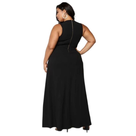 Fashion Nova Jumpsuit Middle Of Things Black Maxi Dress Cobo Womens Plus Size 3X - Picture 2 of 8